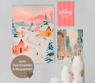 DIY-Paneel - 6 Poster - Winter - Rosa - Outdoorstoff - abby and amy