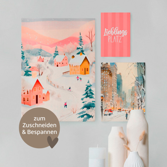 DIY-Paneel - 6 Poster - Winter - Rosa - Outdoorstoff - abby and amy