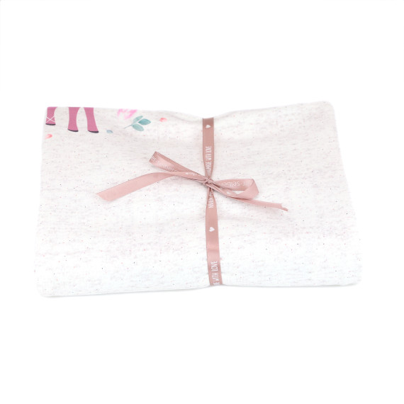 1,1m Zuschnitt -  Sommersweat - Vintage BlumenKitz -  Paneel - Offwhite Meliert - Bio Qualität - NIKIKO