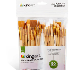 Pinsel Set - 50 Pinsel - Holzstil - kingart VALUE