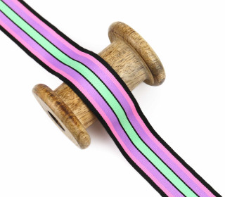 1 Meter Zierband - Dekoband - 30 mm - Streifen - Babyrosa/Lila Hell/ Hellgrün