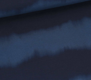 Leichter Sommersweat - French Terry - Batik - Streifen - Stahlblau/Dunkelblau