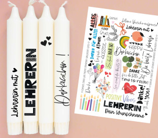 DIN A4 - Tattoofolie - Lehrerin - für Kerzen / Keramik