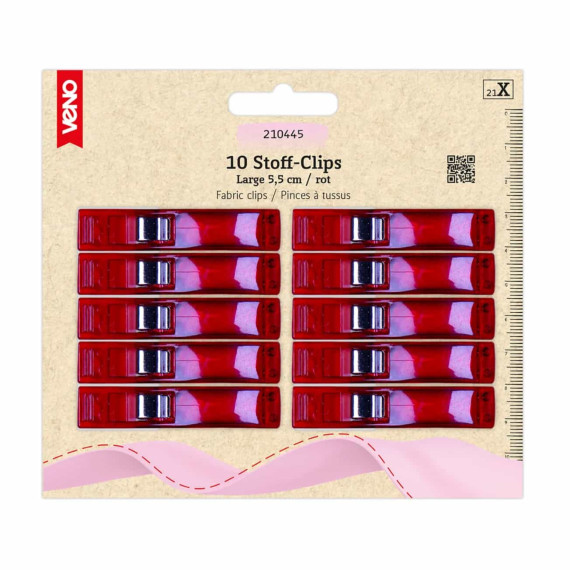 10 Stoff Clips - 5,5cm - Medium - Rot