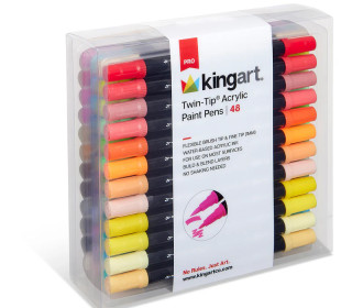 Acrylfarbe Stifte Set - Doppelspitzen - Wasserbasierte Tinte - kingart PRO - 48 Farben