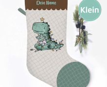DIY-Nähset - Nikolaussocke - KLEIN - Softshell - RoboTreeRex - Mintgrün/Greige - Katzengold Designs
