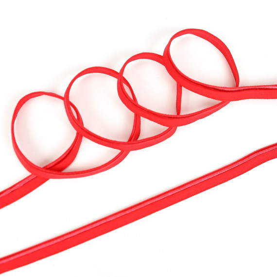 1 Meter elastisches Paspelband/Biesenband - Matt mit Glanzkante - Rot