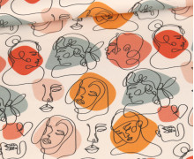 Jersey - Abstract Is Beautiful - Colorful One Line Faces - Puder - Bio-Qualität - abby and me