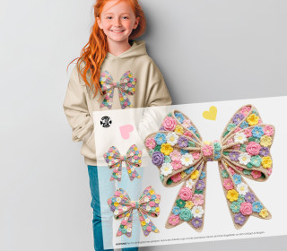 Onkel Bo's Bügelbilder - DIN A4 - Blumenschleife - Stickoptik - BIG