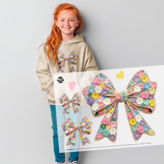 Onkel Bo's Bügelbilder - DIN A4 - Blumenschleife - Stickoptik - BIG