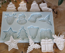 Silikon - Gießform - Matte Weihnachtsanhänger - Matte - 8 Motive - für Dekoring - Lichtdeko - vielfältig nutzbar