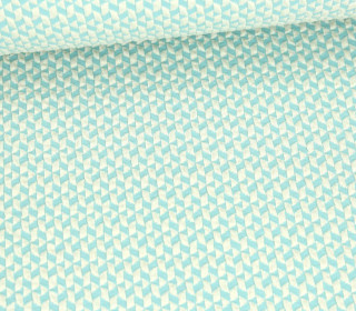 Bio-Elastic Minijacquard Jersey - 3D - Chips Knit - Glossy - Hamburger Liebe - Pastelltürkis/Warmweiß