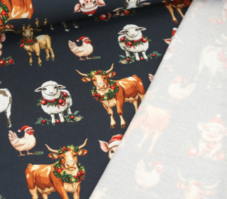 Leichter Kuschelsweat - Weihnachtstierfarm - Dunkelblau