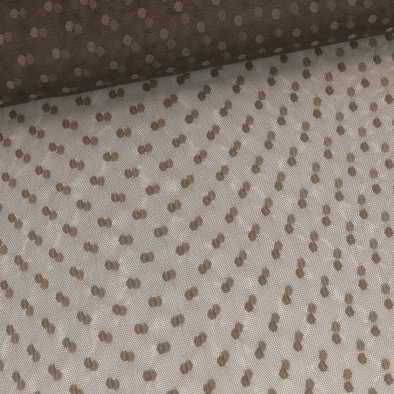 Feiner Tüllstoff - Weich - Punkte - Dunkelbraun