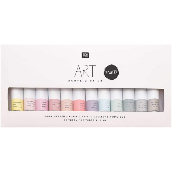 Acrylfarben-Set PASTEL - 12 Tuben - Künstlerqualität - 12 x 12ml - Rico Design