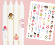 DIN A4 - Kerzen-Tattoofolie - Happy Birthday - Feen - für Kerzen / Keramik