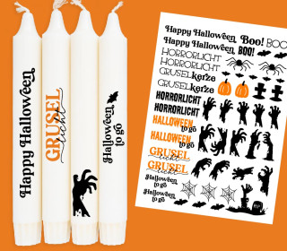 DIN A4 - Tattoofolie - Grusellicht - für Kerzen / Keramik - Halloween