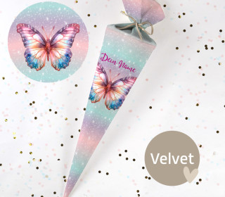 DIY-Nähset Schultüte - Lovely Butterfly - Velvet - zum selber Nähen