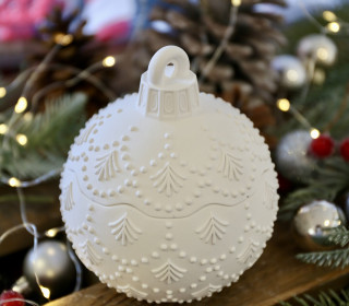 Silikon - Gießform - Besondere Christbaumkugel - Spitzenoptik - Dose - mit Deckel - Kerzengefäß - 7oz - mit Manschette - offizieller Partner von Boowan Nicole - vielfältig nutzbar