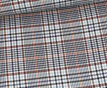 Viskose Mischgewebe - Tartan Check - Kariert - Fein - Warmweiß/Orange/Hellblau/Stahlblau