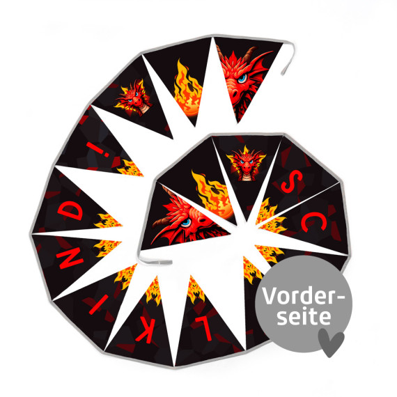 DIY - Wimpelkette - Schulkind - Feuerdrache - Velvet - abby and amy