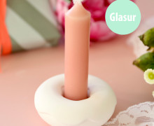 Silikon - Gießform - Donut - Kerzenhalter - für Stabkerzen - Glasur - vielfältig nutzbar