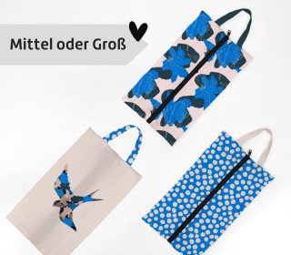 DIY-Nähset - 3 Schuhbeutel - Birds & Dots - GRÖSSENAUSWAHL - Outdoorstoff - abby and amy