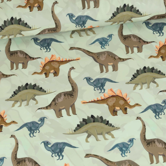 Badestoff - Bademode - Funktionsjersey - Recycelt - Dinosaurier - Lichtgrün Hell