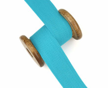 1m Weiches Gurtband - Uni - Baumwolle - 30mm - Stärke 1,4mm - Cyanblau