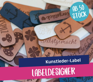 Personalisierbare Kunstleder-Label ab 50 Stück