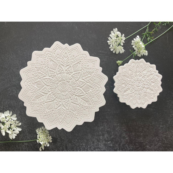 Silikon - Gießform - Untersetzer - Dekoteller - Mandala Blüte - Groß - vielfältig nutzbar