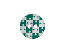 1 Perlmuttknopf - Rund - 15mm - 2-Loch - Puzzle - Grün