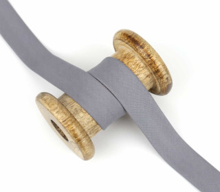 1 m Schrägband - Popeline - Uni - 20mm - Grau