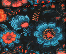 Softshell - Fleece - Colorful Flowers - Stickspaß - Schwarzblau - abby and amy