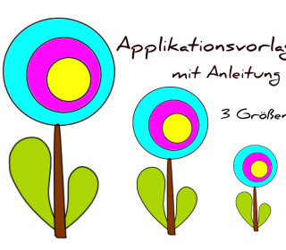 Applikationsvorlage Blume in drei Größen