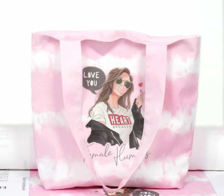 DIY-NÄHSET - Motivbeutel - Shopper - Tie-Dye Love - Batik - Stripes - Rosa - Heart Breaker Girl - abby and me