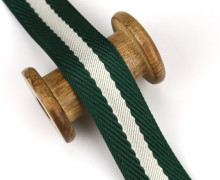 1 Meter Gurtband - 38mm - weißer Mittelstreifen - Dunkelgrün