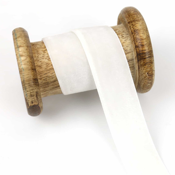 1 Meter Samtband - Zierband - Dekoband - 25 mm - Weiß