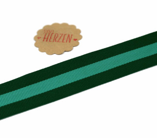 1 Meter Ripsband - Köperband - Streifen - 30mm - Dunkelgrün/Grün