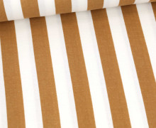 Musselin - Muslin - Double Gauze - Streifen - Schnuffeltuch - Windeltuch - Weiß/Camelbraun