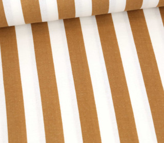 Musselin - Muslin - Double Gauze - Streifen - Schnuffeltuch - Windeltuch - Weiß/Camelbraun