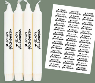DIN A4 - Kerzen-Tattoofolie - Herz-lichen Glückwunsch - für Kerzen / Keramik