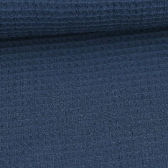 Waffel Piqué Baumwolle Taubenblau Dunkel