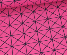 Bio-Jacquard - 2Farb Spezial Jacquard Jersey - Cross Square - Wonderland - Fuchsia/Schwarz - Hamburger Liebe