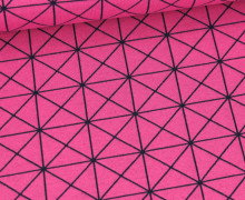 Bio-Jacquard - 2Farb Spezial Jacquard Jersey - Cross Square - Wonderland - Fuchsia/Schwarz - Hamburger Liebe