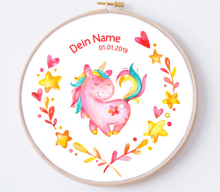 DIY Stickrahmen - Magical Unicorn - personalisiertes Stickrahmen Bild - Einhorn - Sterne - zum Selbermachen