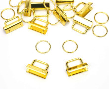 10 Schlüsselanhänger Rohlinge - 2,5cm - Schlüsselband - Gold