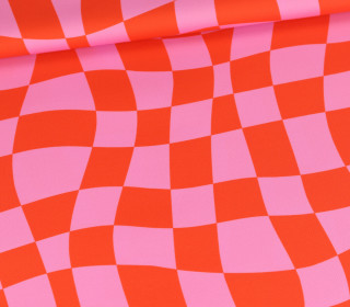 Outdoorstoff - Vibrant Valentine - Kariertes Wirrwarr - Rosa/Orangerot - abby and amy