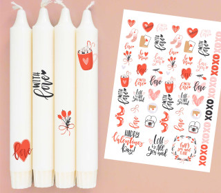 DIN A4 - Tattoofolie - With Love - Valentinstag - für Kerzen / Keramik