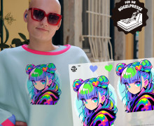 Onkel Bo's Bügelbilder - DIN A4 - Cool Girl - Flieder/Blau